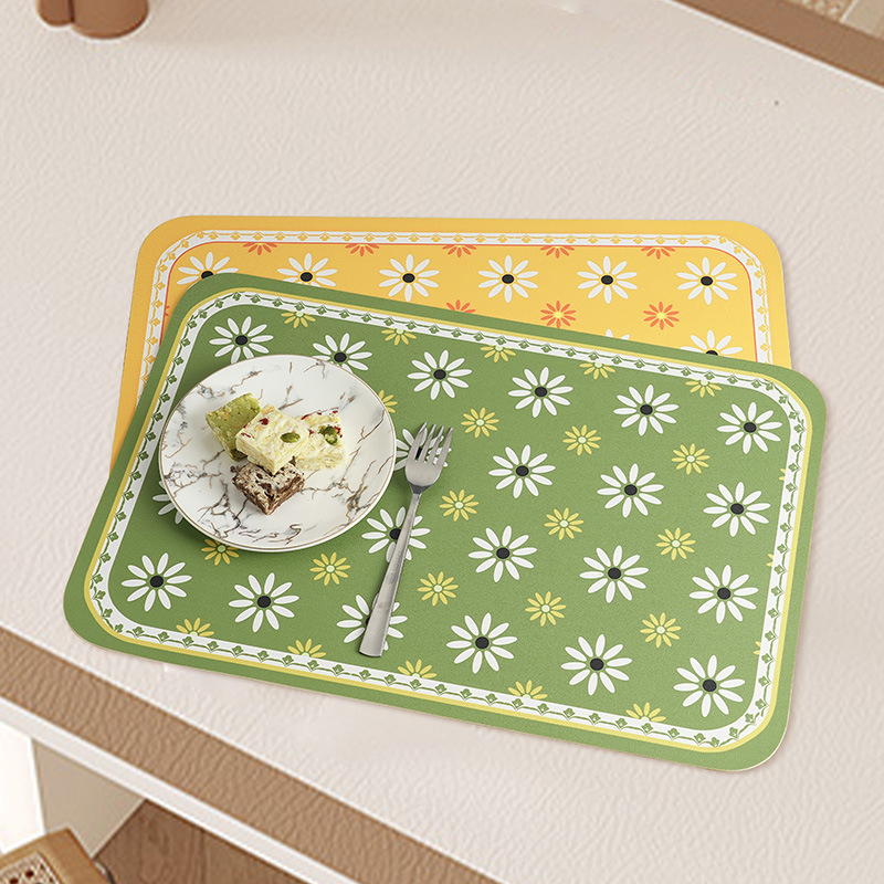 Nuevo mantel de cuero impermeable ligero de lujo anti-escaldado antideslizante mantel occidental retro resistente a las manchas aislamiento térmico tazón placa estera posavasos desechables