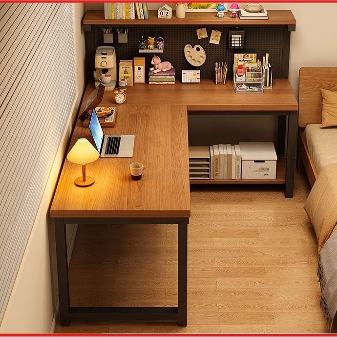 Computer Desk Solid Wood Double Corner Gaming Desk Home Desktop Desk Bookshelf Integrated Office Desk L-Shaped Desk Computer Desk Solid Wood Double Corner Gaming Desk Home Desktop Desk Bookshelf Integrated Office Desk L-Shaped Desk