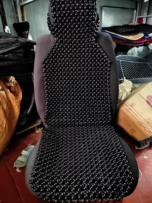 Car Seat Cushion with Wooden Beads, Breathable Summer Cooling Pad, Truck Forklift Seat Cover (Cool pad) - black-wooden-bead-pullover