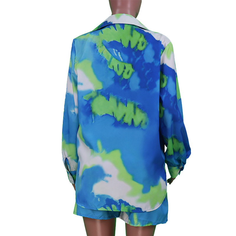 Women Clothes Spring Summer Casual Color Tie-Dye Printed Three-Piece Set