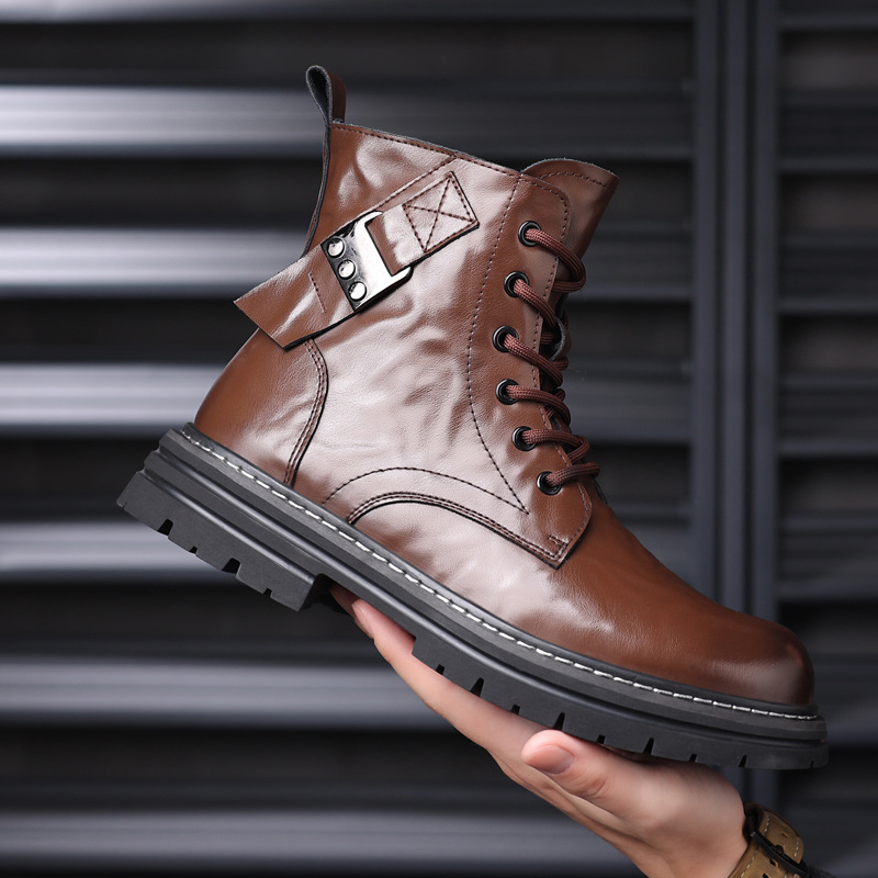 Invierno de los hombres de algodón acolchado zapatos Martin botas de los hombres de cuero genuino de piel de vaca forrado de lana caliente botas de los hombres del todo-fósforo de moda botas de monos botas