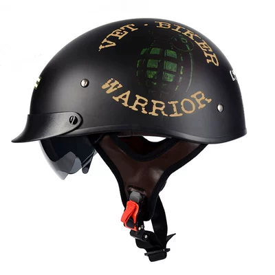 Motorcycle Helmet Men's Spring and Motosiklet kaskı (dəbilqə) - 112-matte-black-warrior-with-black-mirror-s