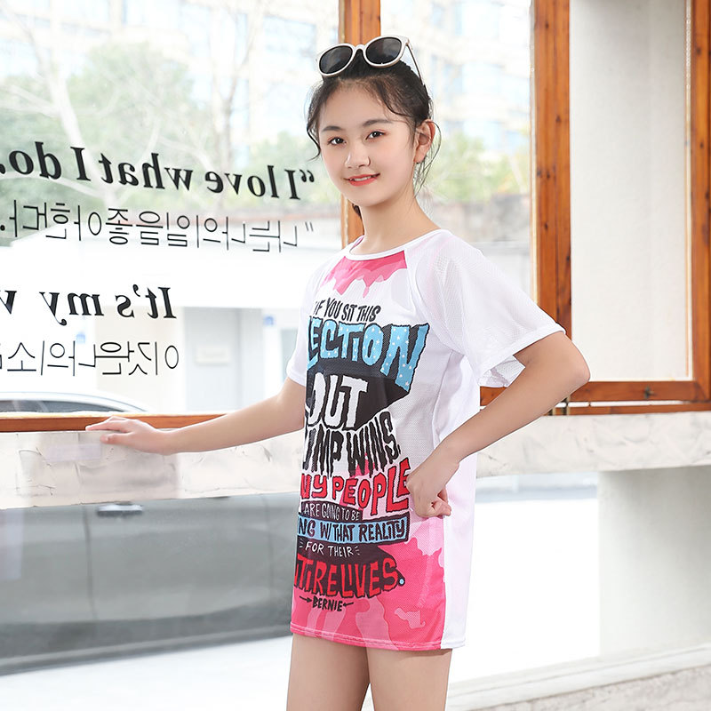 Traje de baño para niños dividido de tres piezas conjunto niña medio y niños grandes traje de baño de aguas termales Niña estudiante traje de baño de protección solar de verano