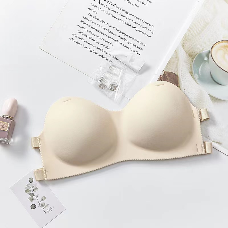 Alta calidad inalámbrico push-up tubo superior vestido de novia fuera del hombro entrega transparente correa de hombro de las mujeres belleza espalda ropa interior lote