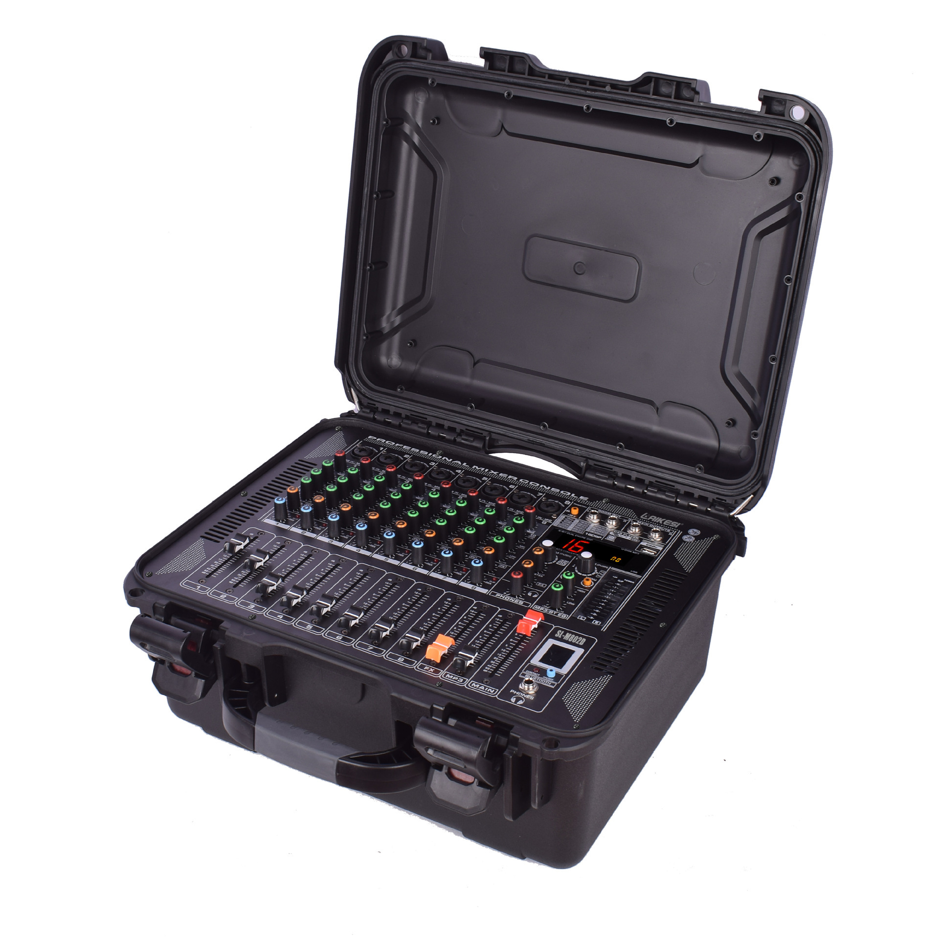 Mezclador portátil transfronterizo con amplificador, mezclador de 8 canales tipo maleta para presentaciones al aire libre.