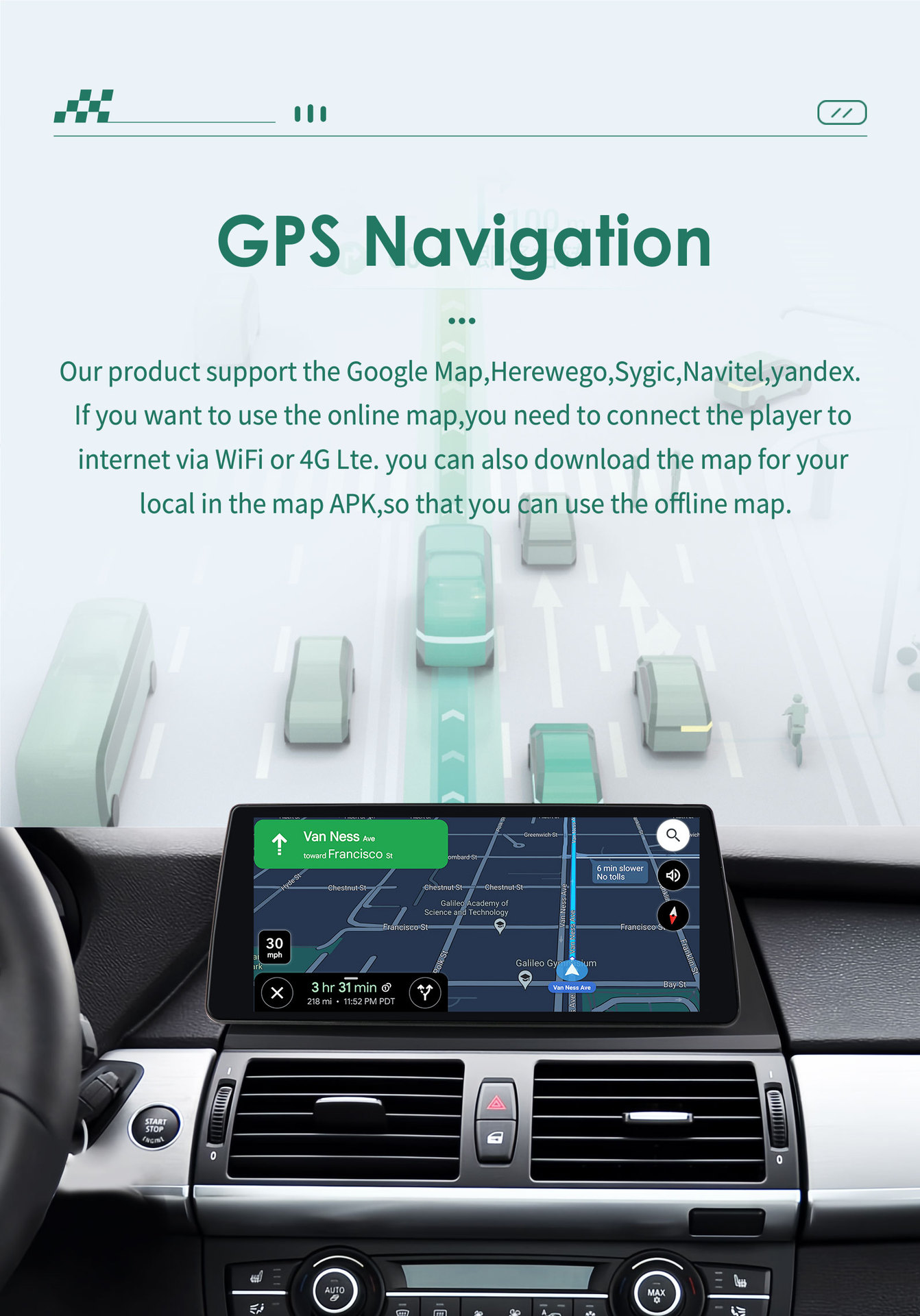 Cross-Border Suitable for 11-14 Bmw X5 X6 Navigation Android Large-Screen Smart Car Mp5 Navigation All-In-One Machine