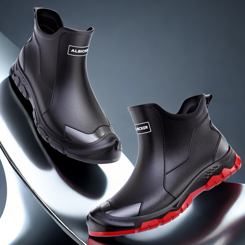 36 - 48 zapatos de lluvia cortos coreanos de moda de tamaño extra pareja zapatos de lluvia para hombres y mujeres zapatos de goma para nadar al aire libre zapatos cómodos padres e hijos