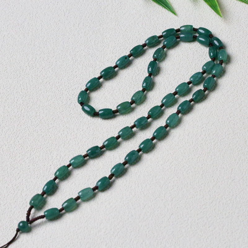 Jade Bead Hanging Rope Necklace Cord Jade Necklace for Men and Women Jade Chain Jade Pendant Cord Bead Chain Jade