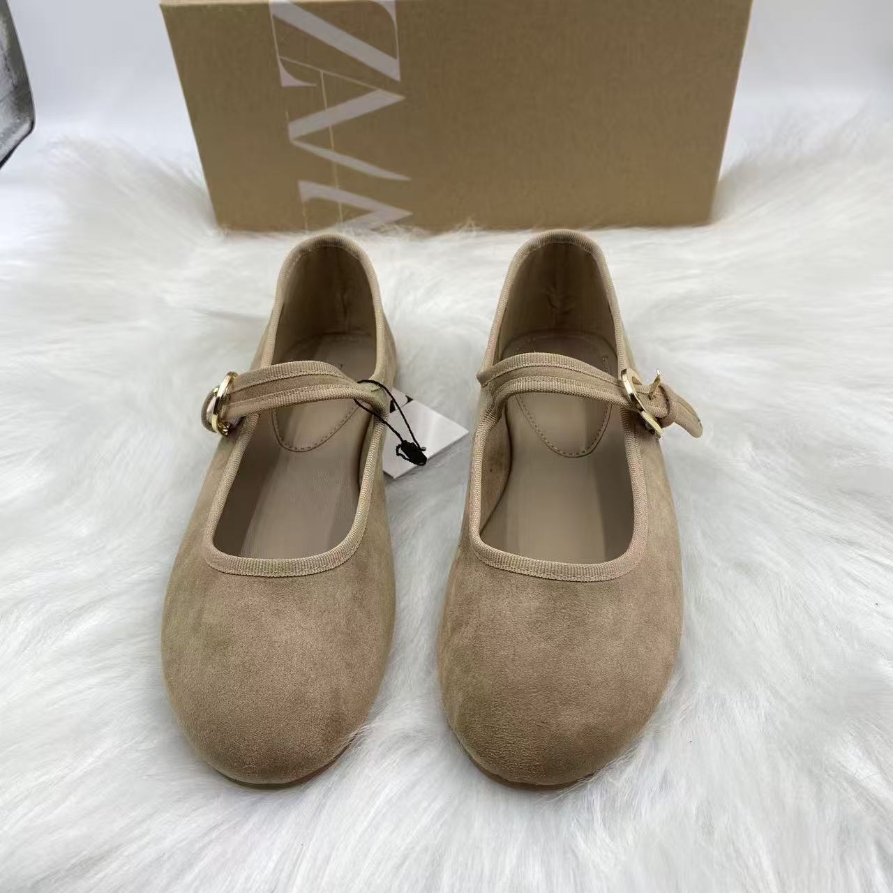 Za French Round-Toe Small Flats, Evening Breeze, Gentle Lady with Skirt, Flats-Bottomed Scoop Shoes, Retro Mary Jane Pumps for Women