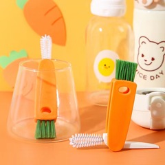 New creative carrot shape cup cover brush multifunctional three-in-one cleaning brush bottle nipple groove cup cover brush