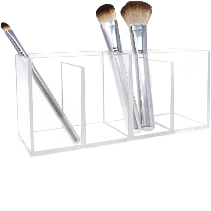 Acrílico caja de almacenamiento de cuatro rejillas lápiz de cejas maquillaje cepillo de organización escritorio papelería separada caja de almacenamiento transparente papelería titular de la pluma