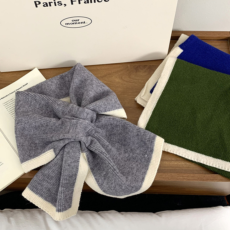 Bufandas de invierno para mujeres calientes estilo coreano universal simple color cruzado perezoso punto collar bufandas de cuello