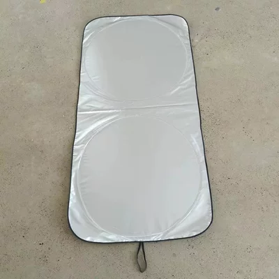 Car Sunshade Titanium Silver Cloth Snow Shield Silver Cloth Sunshade Laser Sun Shield Sun Visor Sun Shield (Sun shade) - silver-silver-tape-double-ring-sunshade