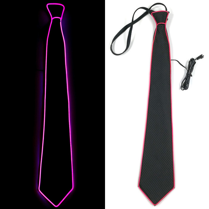 Corbata LED novedosa con luz EL para fiestas de disfraces, bares, accesorios de iluminación para discotecas, corbata intermitente con diez opciones de color.