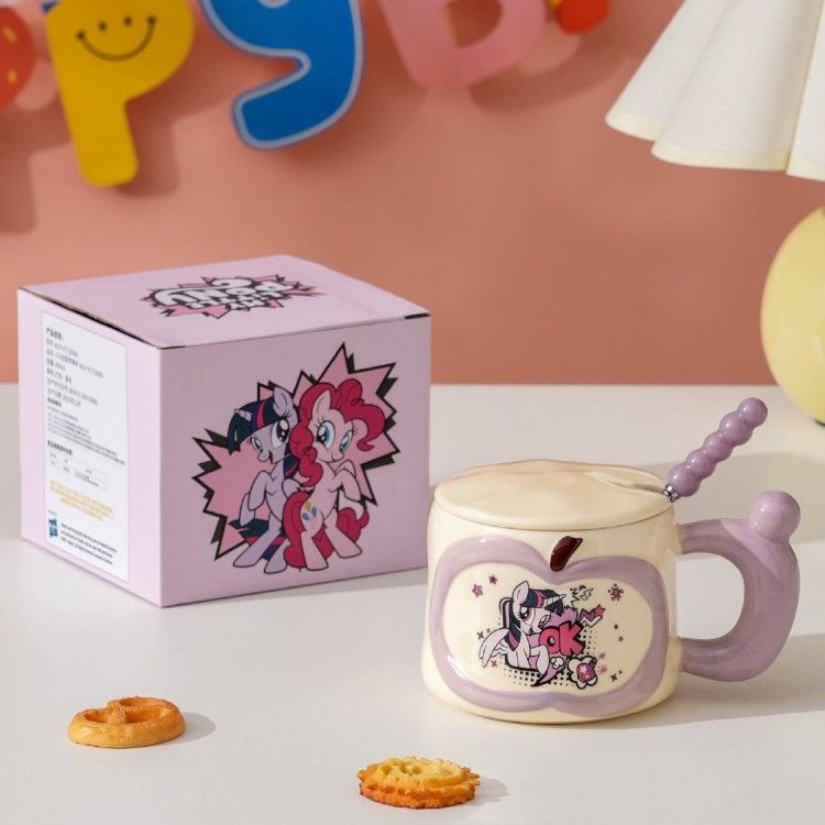 Bonito pony taza de cerámica taza de cerámica taza con cubierta taza de agua creativa taza casera regalo de cumpleaños para chicas