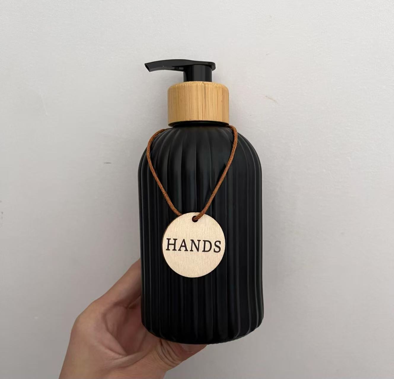 Dispensador de jabón líquido de vidrio negro mate, frasco recargable para baño o cocina