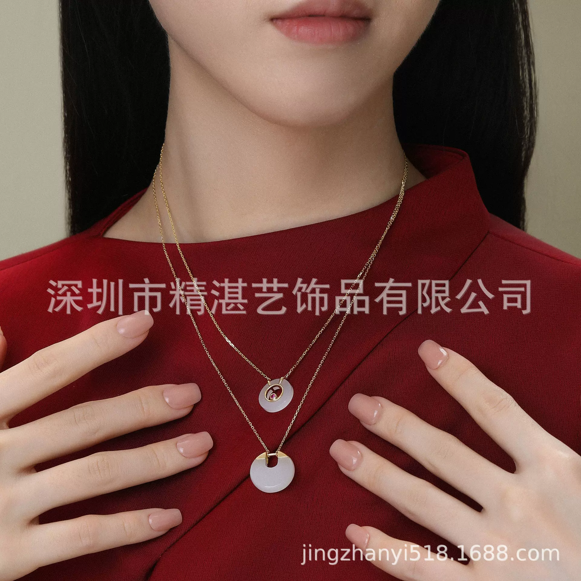 精工金镶玉珠宝设计和制造金银镶嵌和田玉珠宝项链吊坠设计和加工