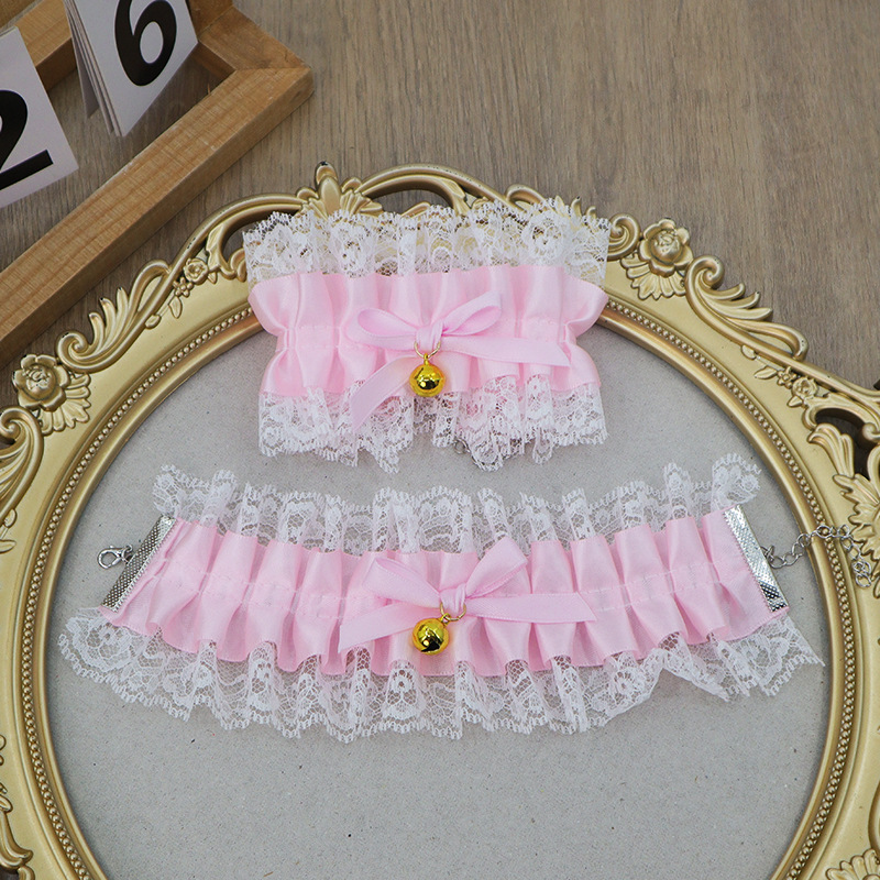 Lolita al por mayor encaje correa de cabello conjunto de clipes de cabello brazalete decoración de Halloween carnaval navidad conjunto de adornos de cabello