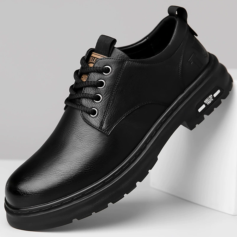 2024 Spring and Autumn New Men's Line Switter Casual Leather Shoes Male Retro Gongdou Big Head -resistant lace -up leather shoes