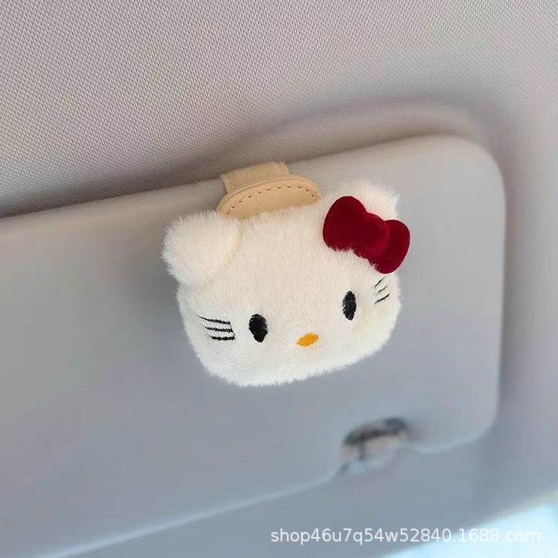 可爱新款kitty猫咪车载眼镜夹太阳镜收纳磁吸汽车内用墨镜夹子|undefined