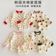 换季清仓儿童睡衣冬季三层夹棉保暖家居服宝宝冬季保暖夹棉套装