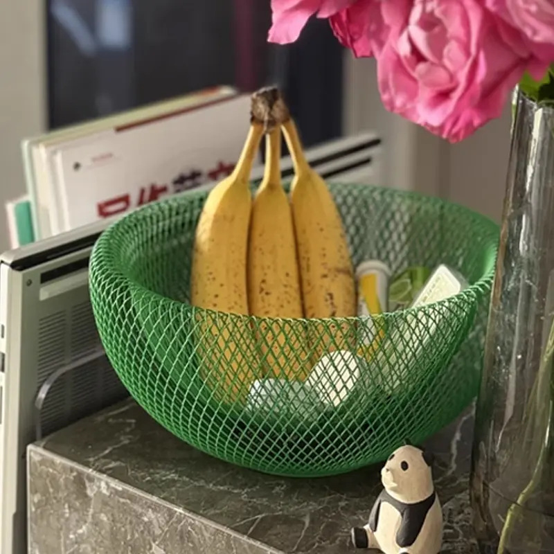 北欧INS风创意手工现代铁艺鸟巢网状收纳盘茶几零食筐果盘水果篮|undefined
