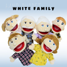 角色扮演一家人手偶玩具张嘴动毛绒玩具家庭早教半身白人公仔玩偶