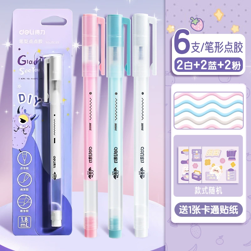 Карандаш-наклейка Dot Adhesive Pen (deli) — без следа, быстро сохнущий клей для планировщиков и рукоделия