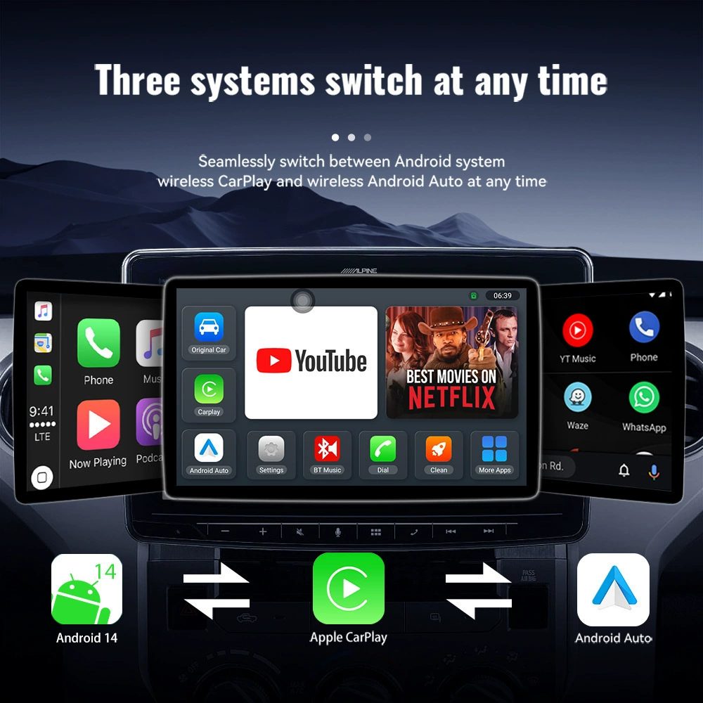 Умная автомобильная беспроводная CarPlay приставка для Android 14 Auto AiBox WIFI, автомобильный интерфейс