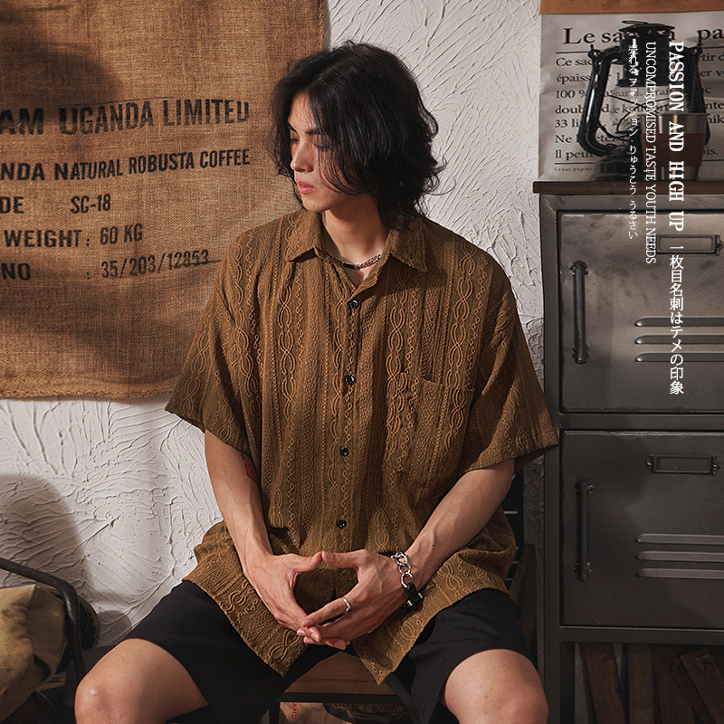 Japanese retro small design ethnic shirt for leisure