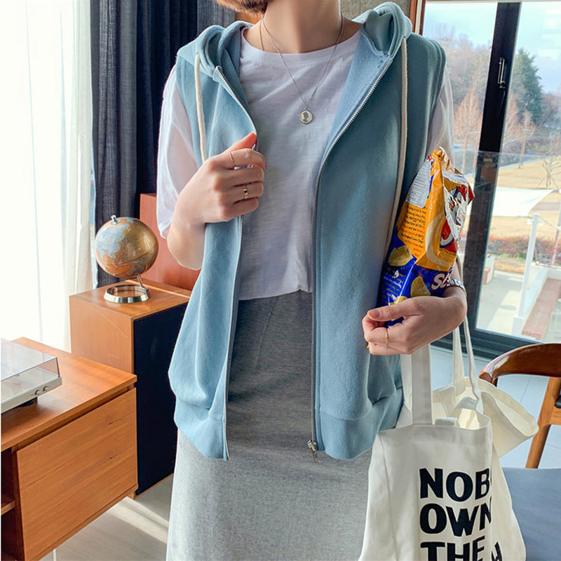 Hooded Sweater Sleeveless Vest All-match Vest Women's 2022 Autumn Korean Style Slimming Thickened Vest Jacket Hooded Sweater Sleeveless Vest All-match Vest Women's 2022 Autumn Korean Style Slimming Thickened Vest Jacket