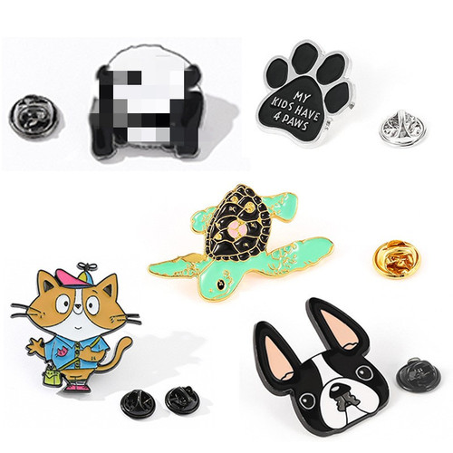 Cute animal series metal badges panda dog little bee brooch ins trend personalized jewelry creative alloy