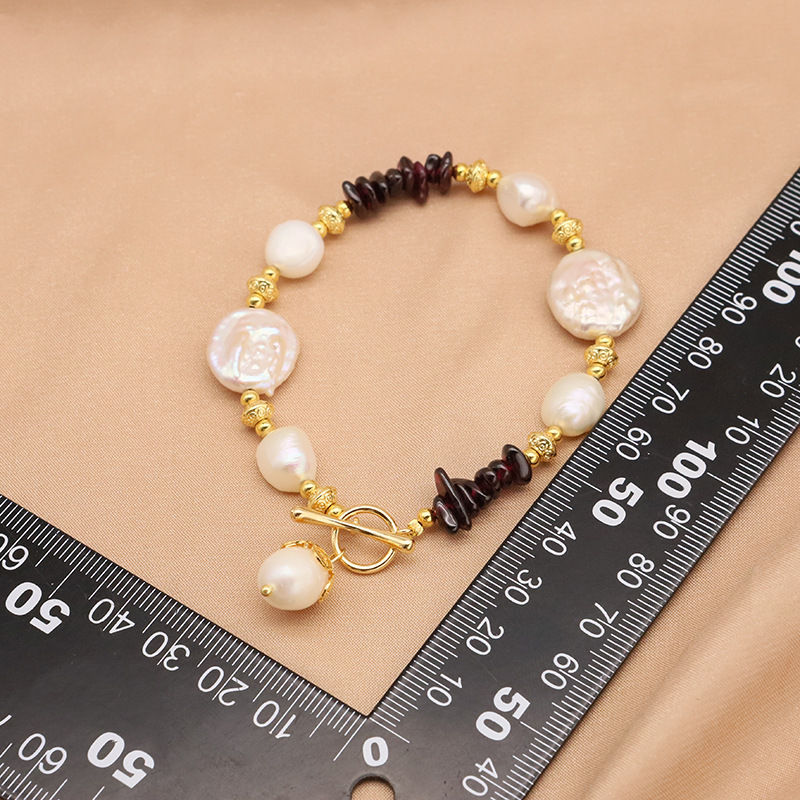 Natural barroco granado púrpura diseño de pulsera de nicho de alta calidad pulsera ligera lujosa transfronteriza joyería en vivo