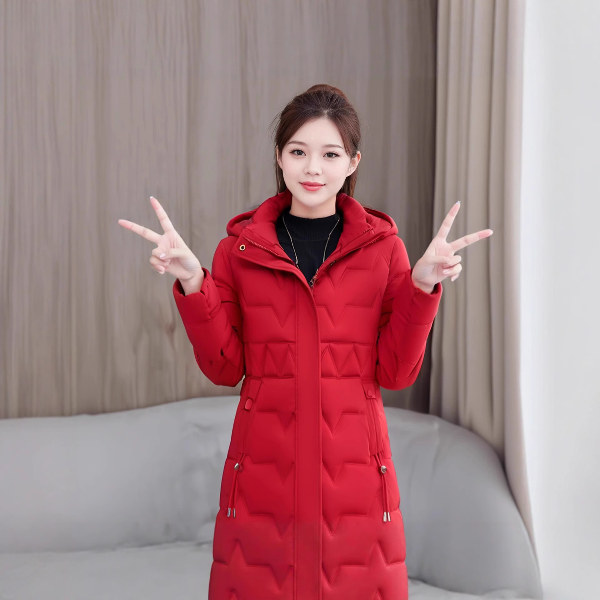 겨울 신상 솜옷 여자 중장형 2026 두께 탈부착 모자 슬림해 날씬해 보이는 솜