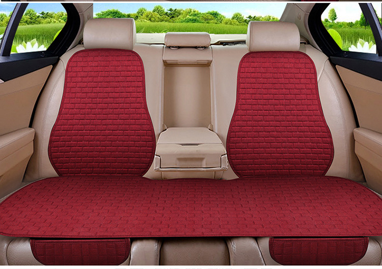 Neutral Car Seat Cushion Four-Season Single-Piece Three-Piece Set Free of Binding Non-Slip Breathable Seat Cushion Seat Cover Linen Brick Seat Cushion