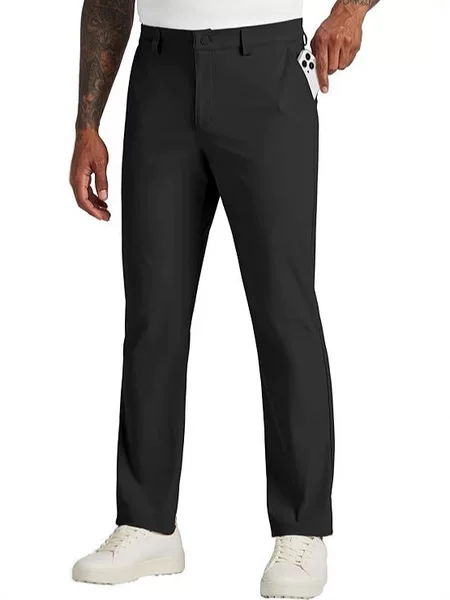 2025 Amazon's Hottest Men's Trousers Elastic Pure Color Golf Trousers Work Casual Trousers