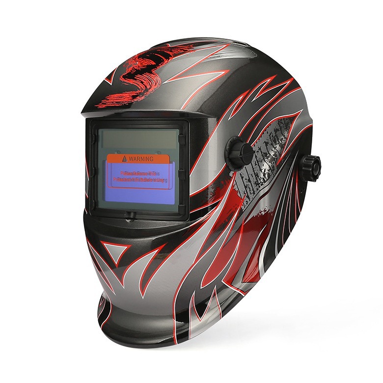 自动变光太阳能焊接面罩头戴式电焊工滤波面罩黑色印花ROSE-433E