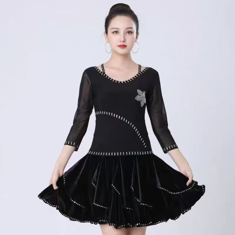 广场舞服装秋冬新款加厚金丝绒半身裙大摆裙A字裙舞裙跳舞短裙女