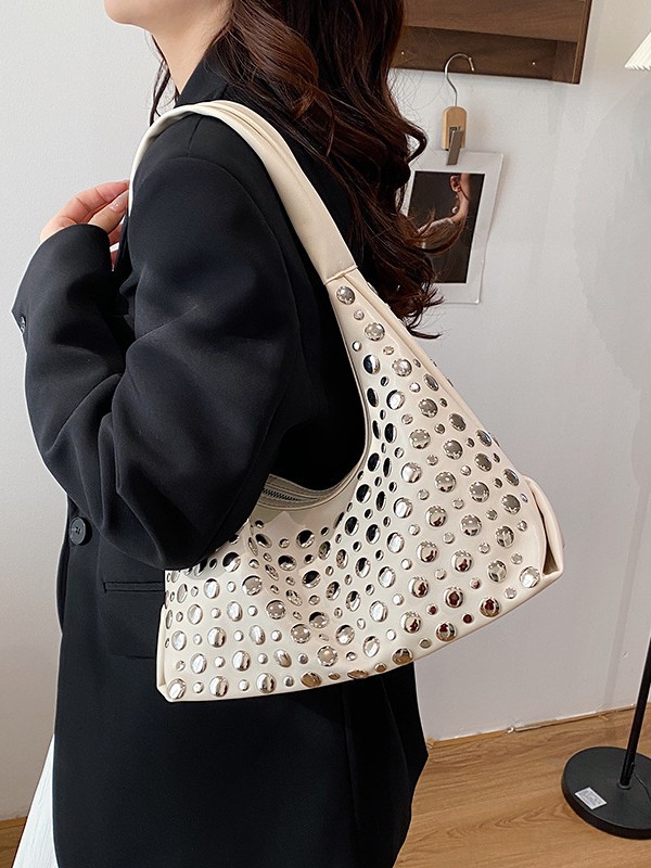 Bolso de mujer venta caliente nuevo nicho coreano Zhong remaches de gran capacidad bolso de alta calidad bolso de brazo de hombro universal
