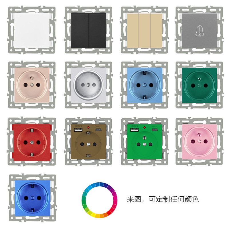 対外貿易欧標16a徳式徳規ソケットUSB付きTYPE-C速充20wインターコネクタソケット86型9V12V|undefined
