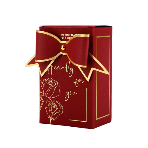New Style Candy Box with Wine Red Gold Foil Creative Candy Box Candy Bag for Forest Style Wedding Candy Box Gift Box Can Hold Cigarettes