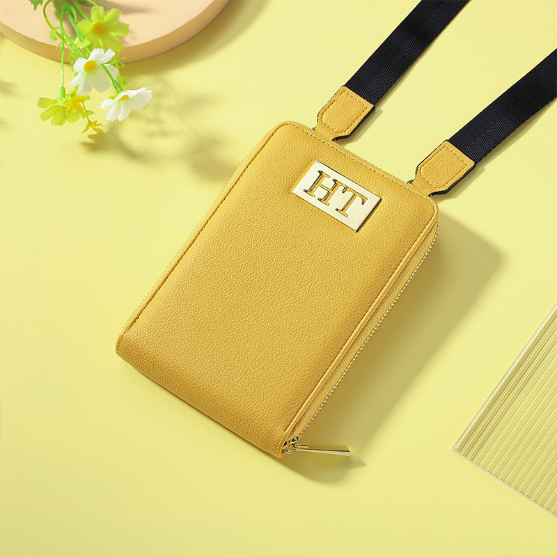 Bolso del teléfono móvil con cremallera bolso de hombro simple del color sólido de las mujeres cartera multifuncional bolso de cuero de las mujeres bolso del teléfono móvil al por mayor