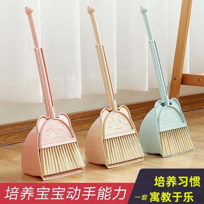 Los niños juegan a las casitas escoba de plástico Mini pequeña escoba recogedor cepillo de aprendizaje escoba herramienta Escoba de pelo suave combinación