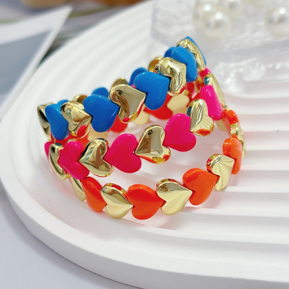 Copper Chain Material Copper Plating Heart Shape Bracelets Bangle