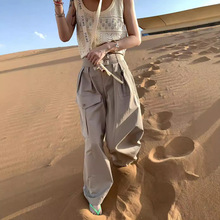 【现货】VC滑沙快乐麻吉卡其工装裤女夏新款经典