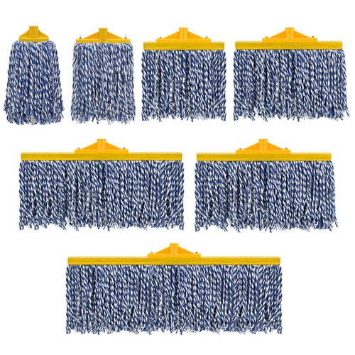 Blue and white line mop, large cotton line flat mop, wooden pole, old-fashioned household, factory cotton yarn ordinary mop