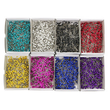 彩色8色1000枚0.6*38MM珠光针盒装手工定位针饰品固定珍珠大头针