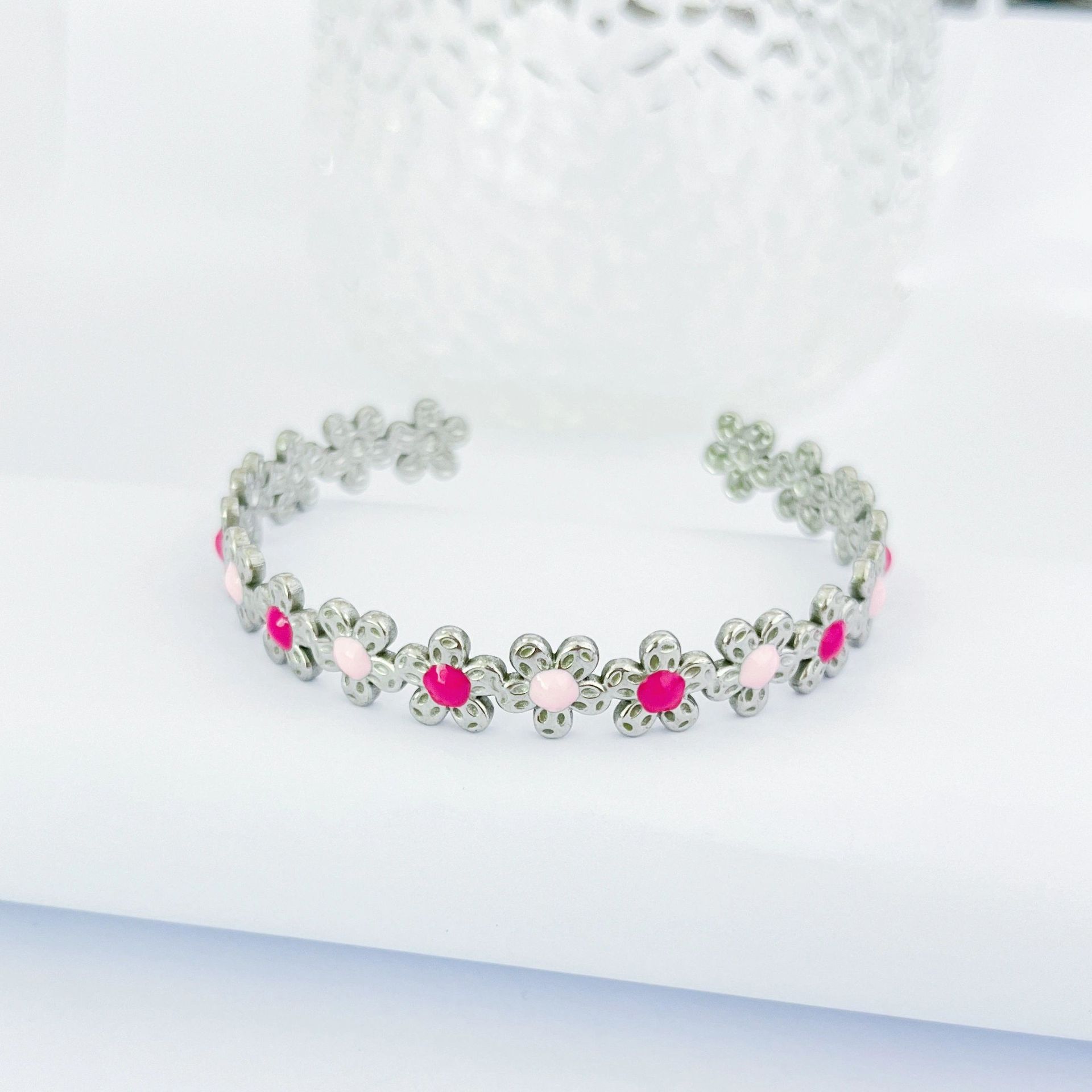 Pulsera de aceite de goteo de acero inoxidable clásico, joyería de todo fósforo para mujer, apertura de acero de titanio de alto valor, joyería no decolora al por mayor