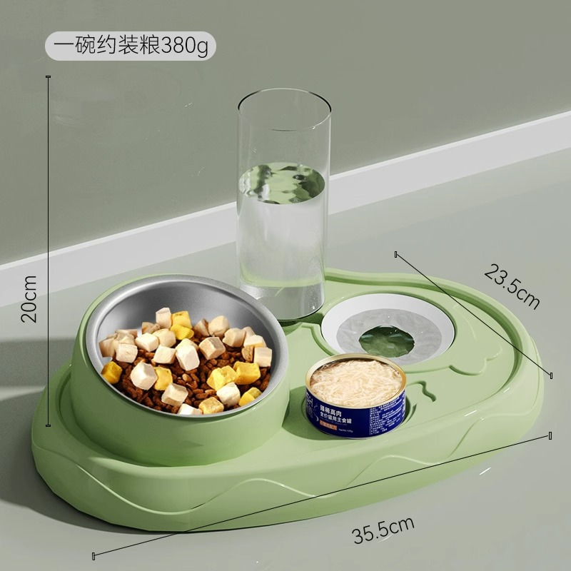 Transfronterizo nuevo pez pequeño estanque de loto gato tazón de acero inoxidable doble tazón de peluche perro tazón de fuente de alimentación para mascotas tazón de arroz suministros