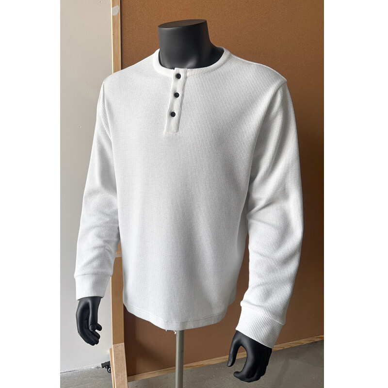 Grey Waffled Henry Collar Long-sleeved T-shirt Men's American Style Retro Loose BF Lazy Style Inner Base Shirt Spring and Autumn Grey Waffled Henry Collar Long-sleeved T-shirt Men's American Style Retro Loose BF Lazy Style Inner Base Shirt Spring and Autumn